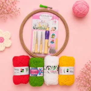 Adjustable Punch Needle Embroidery Set with Interchangeable Needles & Needle Threader